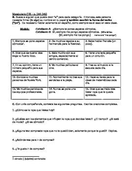 Homework help and answers :: Avancemos 2 - Unidad 3 Leccion 1 - Verb practice and Partner activity