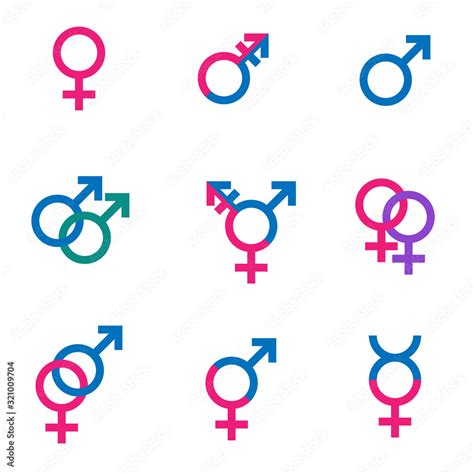 Gender Symbol Set Sexual Orientation Icons Male Female Hetero Transgender Lesbian Gay