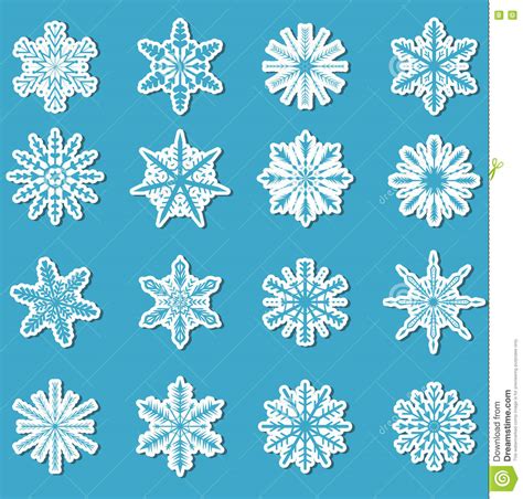 Snowflakes Sticker Set Stickers For Your Design Vector Illustration