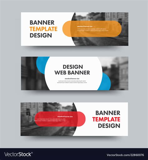 Template Of Horizontal Web Banners With Round And Vector Image