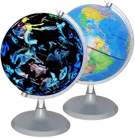 Yamix 8 Inch 2 In 1 Illuminated Constellation World Globe For Kids