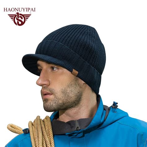 2017 Men Winter Warm Hat Braided Knitted Ski Hats Beanie Caps Casual