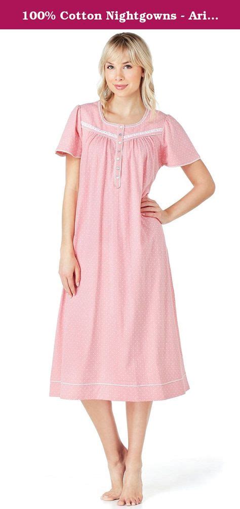 100 Cotton Nightgowns Aria Short Sleeve Knit Gown In Coral Dot Large 14 16 Coral White