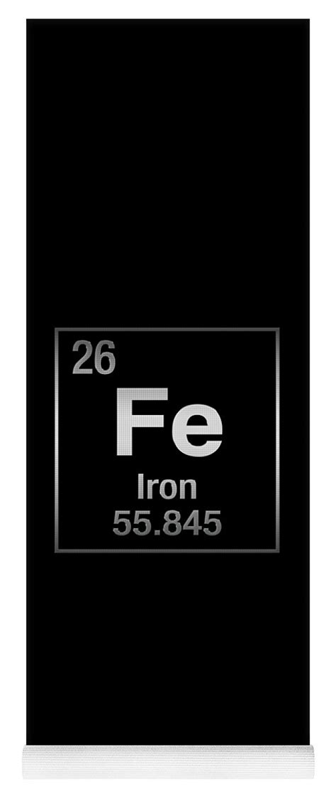 Periodic Table Of Elements Iron Fe On Black Canvas Yoga Mat For