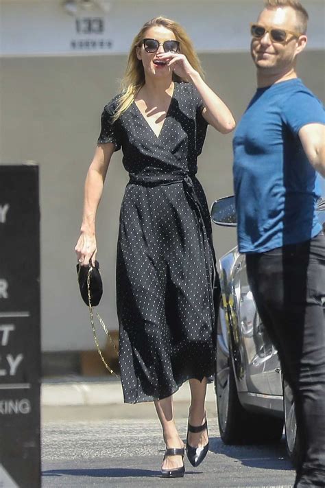 Amber Heard In A Polka Dot Dress Arrives At The Honor Bar In Beverly