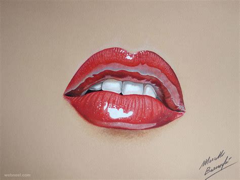 Lips Realistic Drawing By Marcello Barenghi 3 Full Image