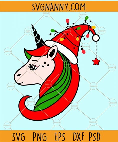 Santa Unicorn Svg Unicorn Svg Christmas Svg Merry Christmas Svg