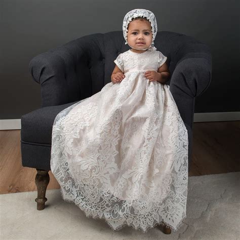 Victoria Puff Sleeve Christening Gown And Bonnet Girls Christening Gown