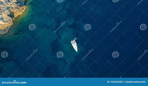 Boat At Sea In Aerial View Stock Photo Image Of Clear 104345200