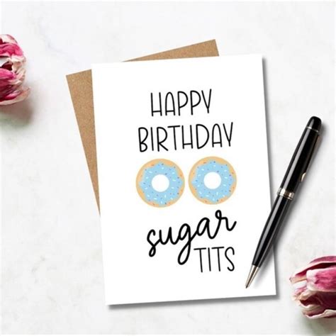 Party Supplies Printed Happy Birthday Sugar Tits Card Funny Birthday Card Naughty Card Poshmark