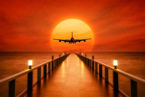 Sfondi Aereo Photoshop Tramonto Molo 5082x3388 Wallup 1277691