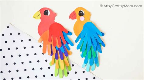 Bright And Colorful Handprint Parrot Craft For Kids