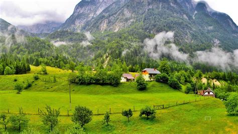 Scenic Mountain Village In Julian Alps Bovec Slovenia Wallpaper