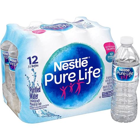 Nestle Pure Life Purified Water 169 Fl Oz Plastic Bottles 12 Count