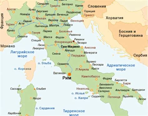 Курорты италии на карте Карта курортов Италии Travelru Страны