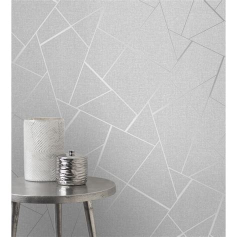 Fractal Geometric Marble Wallpaper Silver Fine Decor Fd42263 Metallic