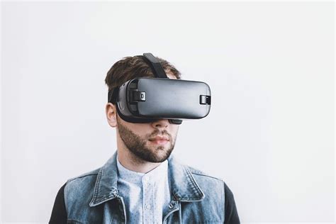 Man Wearing Black Vr Box Headset Vr Virtual Virtual Reality
