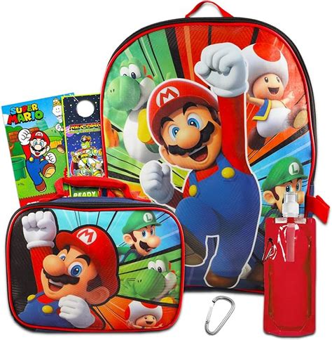 Mario Shop Super Mario Backpack With Lunch Box For Kids