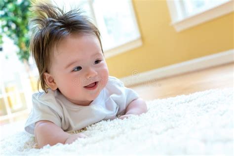 Happy Baby Boy Lying Down Stock Image Image Of Person 131416245