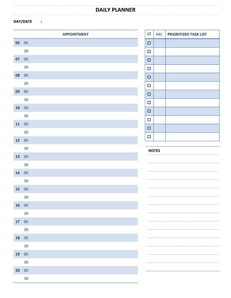 Printable Daily Calendar Template Manage Daily Work In Office Or Home