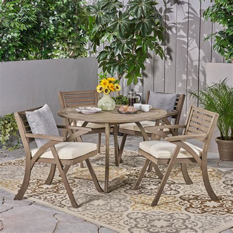 Round Outdoor Dining Sets For 4 Captiva Acacia 6pc Boditewasuch