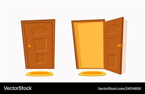 Open And Close Door Cartoon Colorful Royalty Free Vector