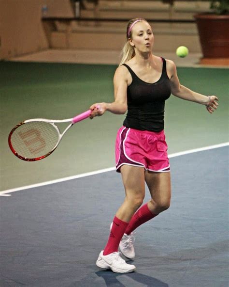 Kaley Cuoco Poke Nips In Tennis Match For Charity In Calabasa