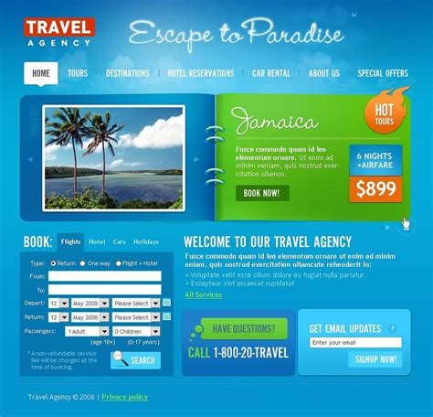 Travel Agency Website Templates Gambaran