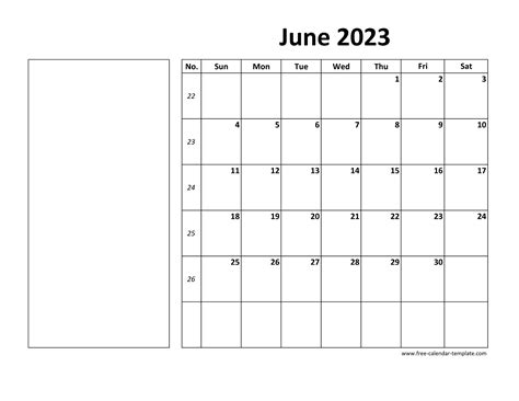 Printable June 2023 Calendar Box And Lines For Notes Free Calendar