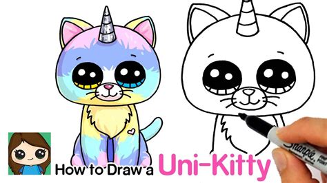 How To Draw A Unicorn Kitty Easy Beanie Boos Kitty Drawing Cute