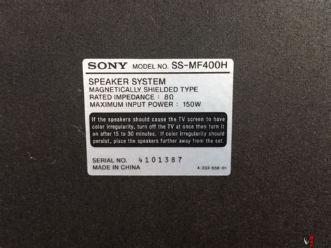 Sony Ss Mf 400h Surround Sound 3 Way Speakers Photo 2564360 Us