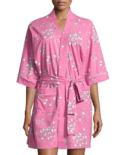 Bedhead Floral Print Short Kimono Robe Pink Flower Neiman Marcus