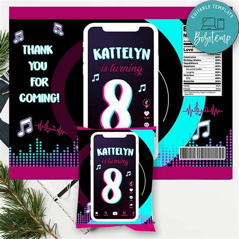 Describing someone selfish or unintelligent TikTok Happy Birthday Favor Bag Digital File Printable DIY ...