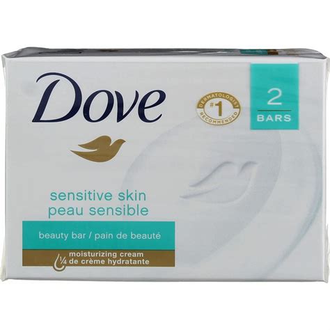 Dove Sensitive Skin Beauty Bar Soap Unscented 4 Oz 2 Ct 1 Pack