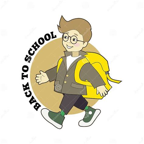 Little Boy Going To School Cartoon Character Vector Illustration