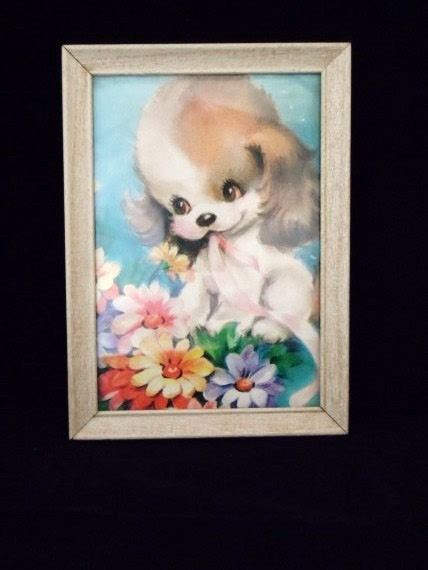 Vintage Framed Puppy Dog Print Retro Home Decor Metal Picture Etsy