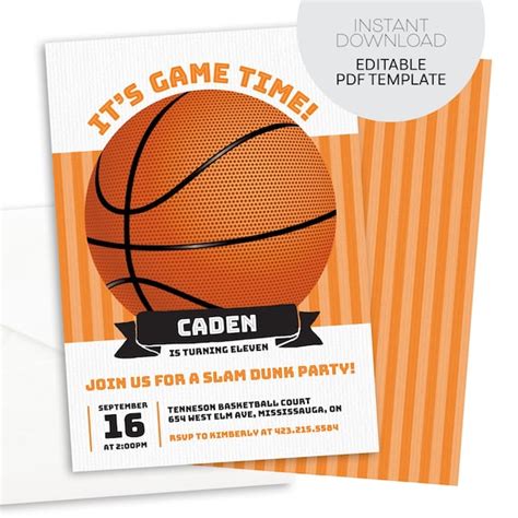Basketball Invitation Instant Download Printable File Editable