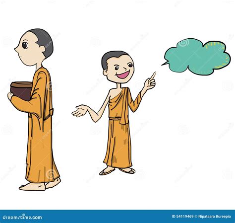 Buddha Cartoon Vector Illustration Of Young Monk Cartoon