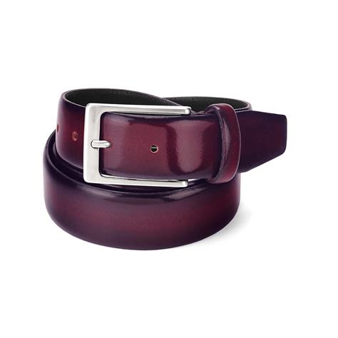 Mens Formal Leather Belt In Burgundy Shine Aspinal