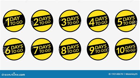 Number Of Days Left To Go Set Countdown Badges Labels Or Stickers
