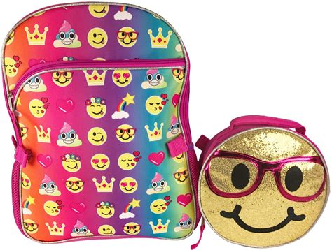 Emoji 16 Inch Backpack And Lunch Bag Set Emojicon Style