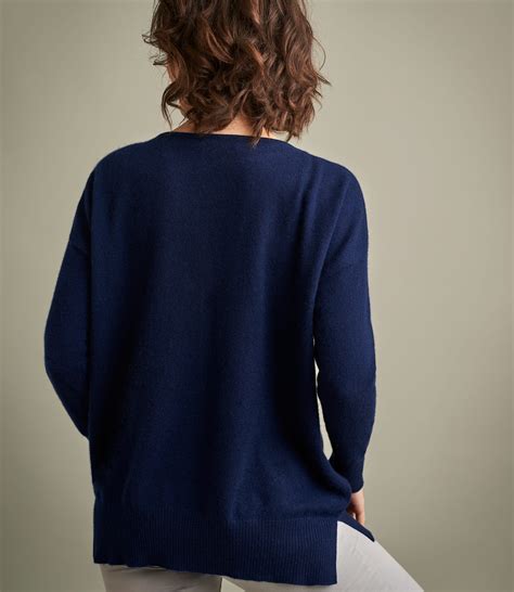Navy Womens Luxurious Pure Cashmere Boat Neck Jumper Woolovers Uk