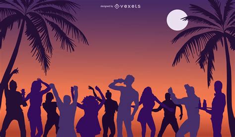 Holiday Beach Party People Silhouette Vector Download