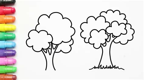 Menggambar dan Mewarnai Pohon Sederhana - YouTube
