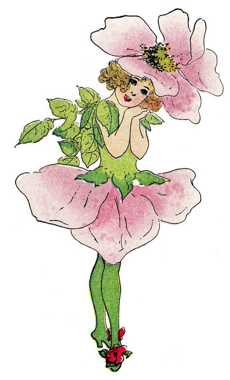 Flower Fairy Clipart Vintage Fairies Fairy Drawings Flower Drawing