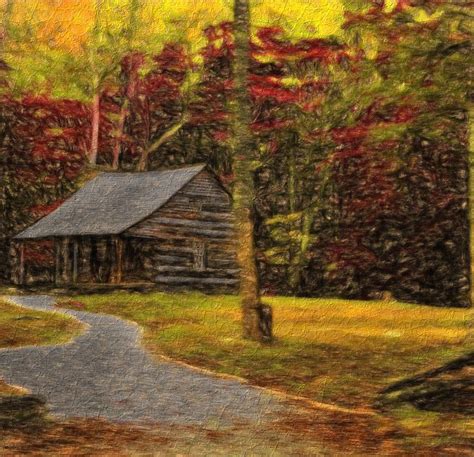 Path To The Fall Cabin Painting By Dan Sproul