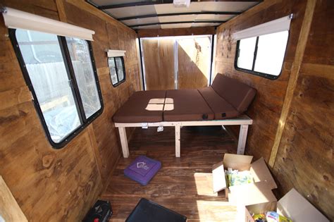 Cargo Trailer Camper Conversion Bed And Flooring Striking Photography