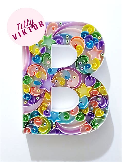 Customised Initial Wall Art Quilled Alphabet Letter Rainbow Etsy