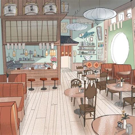 Coffee Shop Anime Cafe Background ~ Anime Restaurant Wallpapers