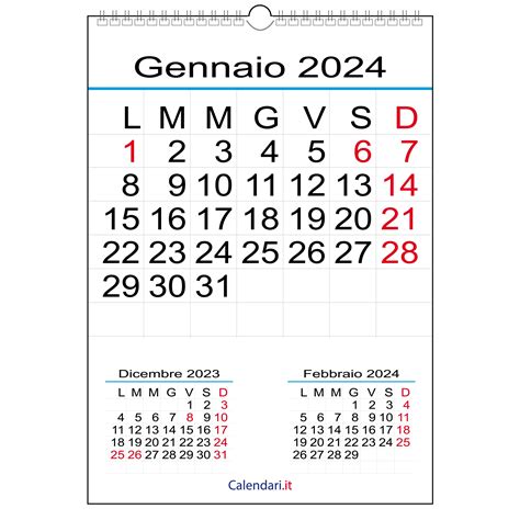 Calendario 2024 Con 12 Mesi Numeri Grandi Calendariit Calendari